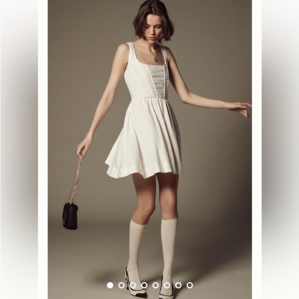 Anthropologie (Aureta Studio) Fit&Flare Mini Dress in White Size M NWT